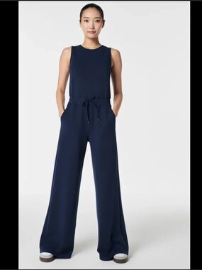 NWT Spanx Air Essentials Classic Navy Sleeveless Jumpsuit Size XL